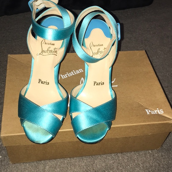 blue satin wedges